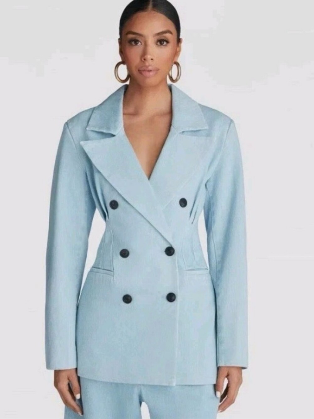 KBB by KAHLANA Women's 'The Corset Denim Blazer' - Medium Wash